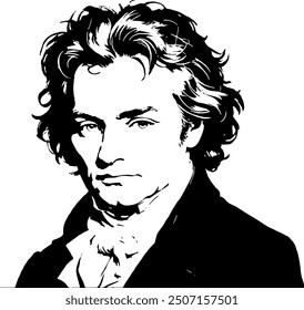 Ludwig van Beethoven classical music composer black and white silhouette