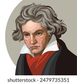 Ludwig van Beethoven detailed vector portrait isolated