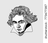 Ludwig van Beethoven. Vector illustration hand drawn. 