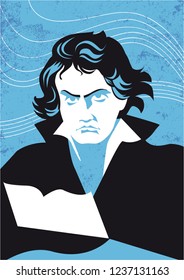 Ludwig van Beethoven vector portrait