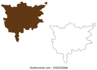 Ludwigsburg district (Federal Republic of Germany, rural district, Baden-Wurttemberg State) map vector illustration, scribble sketch Landkreis Ludwigsburg map