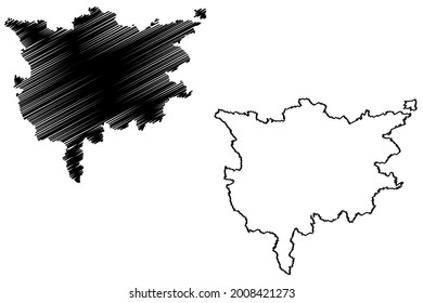 Ludwigsburg district (Federal Republic of Germany, rural district, Baden-Wurttemberg State) map vector illustration, scribble sketch Landkreis Ludwigsburg map