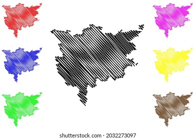 Ludwigsburg district (Federal Republic of Germany, rural district, Baden-Wurttemberg State) map vector illustration, scribble sketch Landkreis Ludwigsburg map