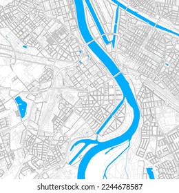 LudwigshafenamRhein, Rheinland-Pfalz, Germany high resolution vector map with editable paths. Bright outlines for main roads. Use it for any printed and digital background. 