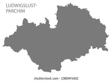 Ludwigslust-Parchim grey county map of Mecklenburg Western Pomerania DE