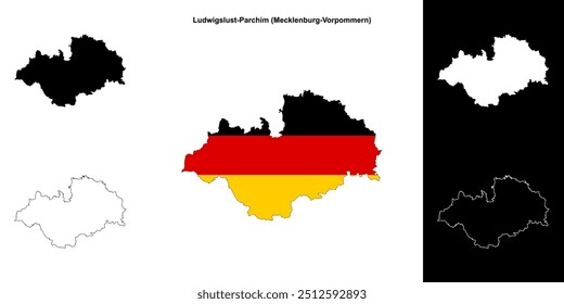 Ludwigslust-Parchim (Mecklenburg-Vorpommern) mapa esboço em branco definido