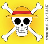 Luffy skull vector illustration. Anime character design simple elegant design 