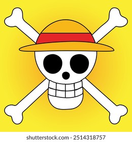 Luffy skull vector illustration. Anime character design simple elegant design 