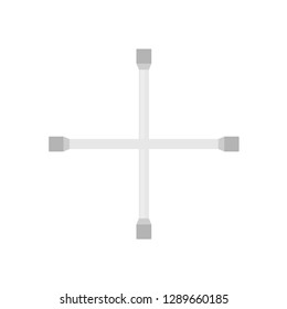 Lug steel wrench vehicle maintenance workshop illustration. Car silver brace symbol vector icon. Mechanical tool garage