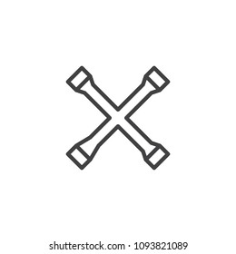Lug wrench tool outline icon. linear style sign for mobile concept and web design. Wheel wrench cross simple line vector icon. Symbol, logo illustration. Pixel perfect vector graphics