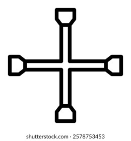 Lug Wrench Vector Line Icon Design