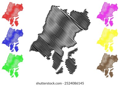 Lugano District (Schweiz, Schweizerische Eidgenossenschaft, Republik und Kanton Tessin, Tessin) Karte, Vektorgrafik, Skizze Bezirk Luganese Karte