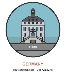 Lugau. Cities and towns in Germany. Flat landmark