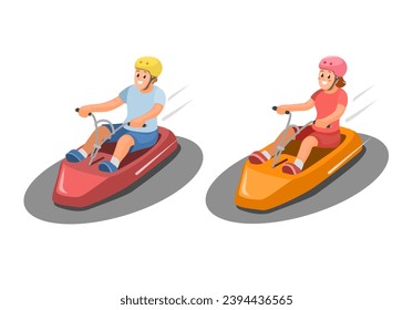 Luge Gravity Kart rides Cartoon illustration Vector