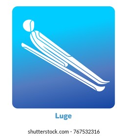 Luge icon. Olympic species of events in 2018. Winter sports games icons, vector pictograms for web, print and other projects. Vector illustration isolated on a white background