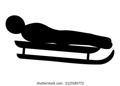 Luge  Side view  Silhouette  The athlete goes down the track sled lying his back  The athlete competes in the downhill  Vector icon  Isolated background  Idea for web design 