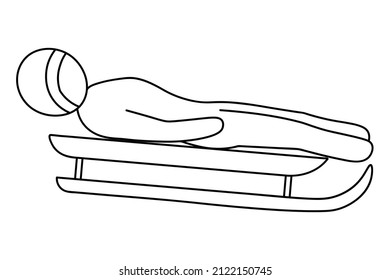 Luge  Side view  Sketch  The athlete goes down the track sled lying his back  The athlete competes in the downhill  Vector icon  Coloring book for children  Doodle style  Isolated background  