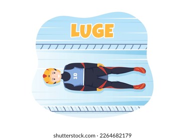 Luge Sled Race Athlete Winter Sport Illustration with Riding a Sledding, Ice and Bobsleigh in Flat Cartoon Hand Drawn for Landing Page Templates