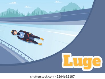 Luge Sled Race Athlete Winter Sport Illustration with Riding a Sledding, Ice and Bobsleigh in Flat Cartoon Hand Drawn for Landing Page Templates