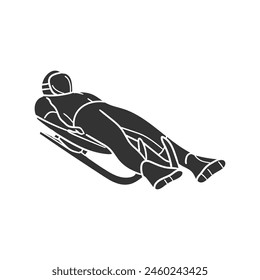 Luge Sport Icon Silhouette Illustration. Winter Activity Vector Graphic Pictogram Symbol Clip Art. Doodle Sketch Black Sign.