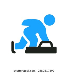 luge start run flat icon color illustration