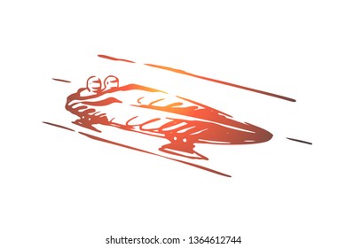 Luge, winter, sport, ice, speed concept. Hand drawn competition of luge sport concept sketch. Isolated vector illustration.