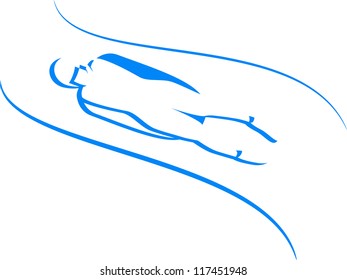 Luge. winter sports icons in blue