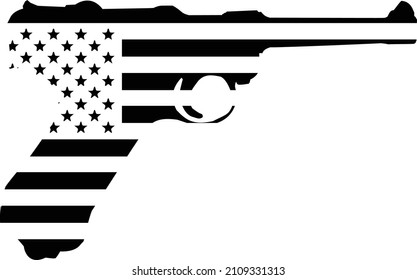 Luger P08 Handgun Silhouette Pistole American Flag
