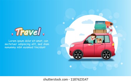 luggage and Airplane aerial with check in point travel around the world concept on bokeh Background. Top world famous landmark. blank space for text and content paper art, vector, banner, Poster,