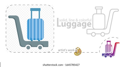Luggage at the airport flat icon. line icon