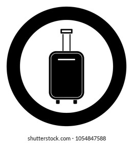 Luggage bag black icon in circle .
