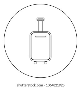 Luggage bag black icon in circle vector illustration isolated flat style .