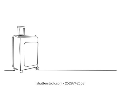 Luggage bag in continuous one line drawing. Single line art illustration of travel suitcase. Editable vector.