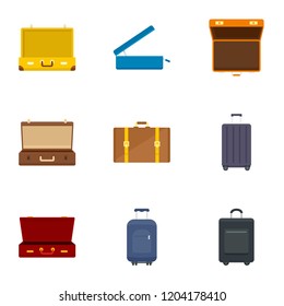 Luggage bag icon set. Flat set of 9 luggage bag vector icons for web design