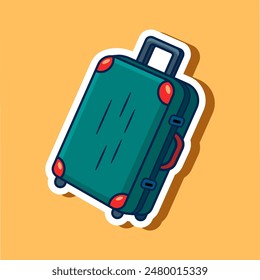 Luggage bag illustration. Vector sticker.