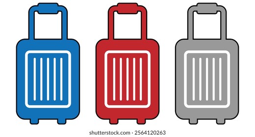 Luggage bag line icons . travel trip suitcase line icon set for travel or holiday concept eps 10.