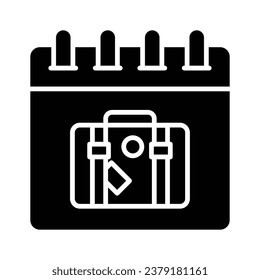 Luggage bag on calendar showing concept icon of travel schedule