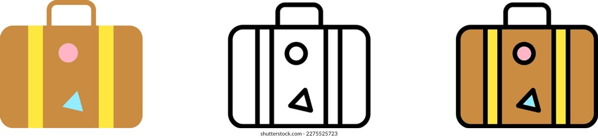 Equipaje, icono del vector de bolsa en diferentes estilos. Línea, color, contorno relleno