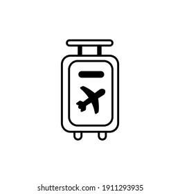 Luggage Baggage airport icon line sign on white background.