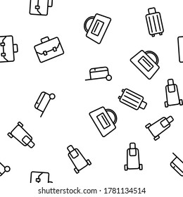Luggage And Baggage Vector Seamless Pattern Thin Line Illustration