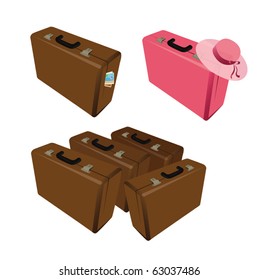 Luggage brown and pink for tourist