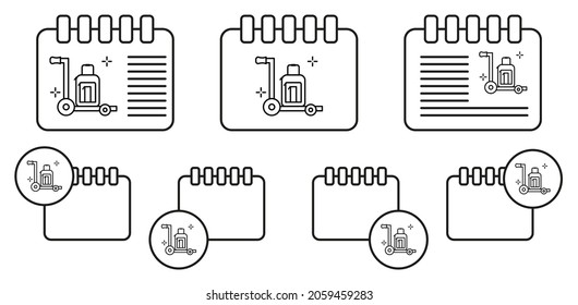 Luggage carrying cart, airport vector icon in calender set illustration for ui and ux, website or mobile application