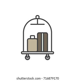 Luggage cart colored line icon. Hotel carriage.