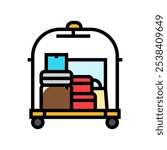 luggage cart hospitality hotel color icon vector. luggage cart hospitality hotel sign. isolated symbol illustration