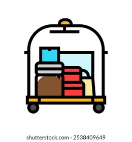 luggage cart hospitality hotel color icon vector. luggage cart hospitality hotel sign. isolated symbol illustration