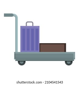 Luggage cart icon cartoon vector. Travel trolley. Suitcase airport