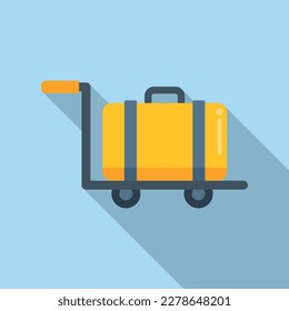 Luggage cart icon flat vector. Airport transfer. Plane travel