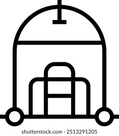 Gepäckwagensymbol. Dünnes lineares Design einzeln auf weißem Hintergrund
