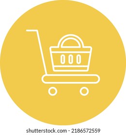 Luggage Cart line circle icon vector image. Can also be used for web apps, mobile apps and print media.