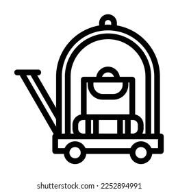 luggage cart line icon illustration vector graphic